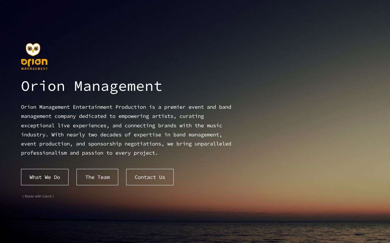 orion landing page